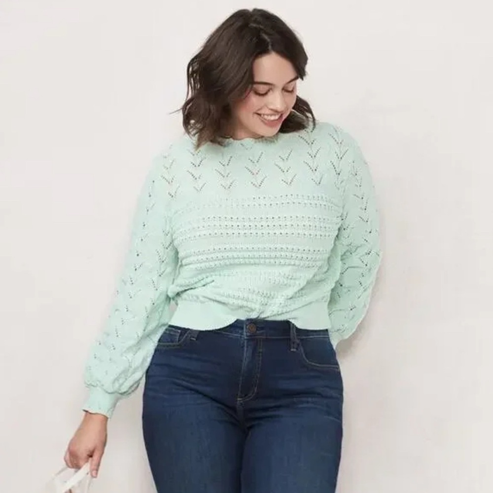 LC Lauren Conrad Light Blue Knit Sweater